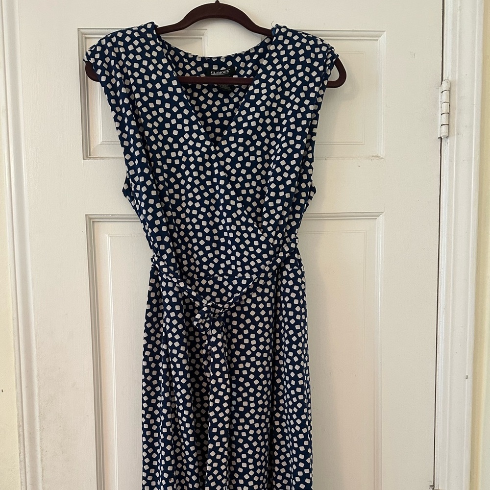 Navy Sleeveless Dress with Belt